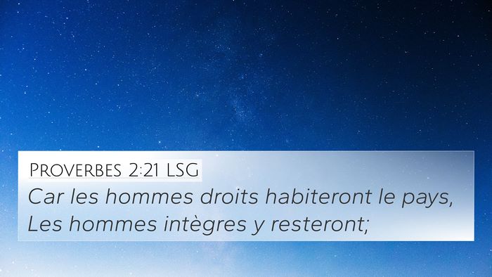 Proverbes 2:21 LSG Bible Verse Image