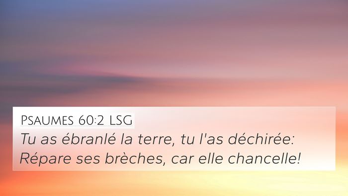 Psaumes 60:2 LSG 4K Wallpaper - Tu as ébranlé la terre, tu l'as déchirée: - 4K Wallpaper Bible Verse