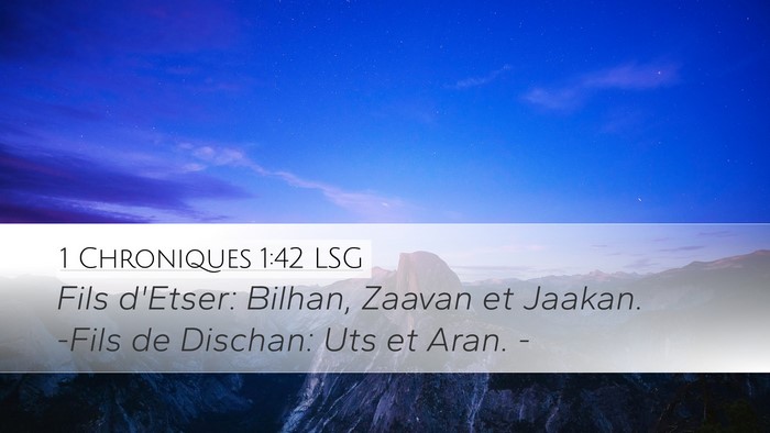 1 Chroniques 1:42 LSG Desktop Wallpaper - Fils d'Etser: Bilhan, Zaavan et Jaakan. -Fils de - Desktop Bible Verse Wallpaper