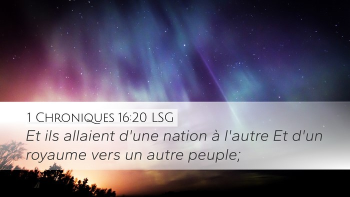 1 Chroniques 16:20 LSG Bible Verse Image