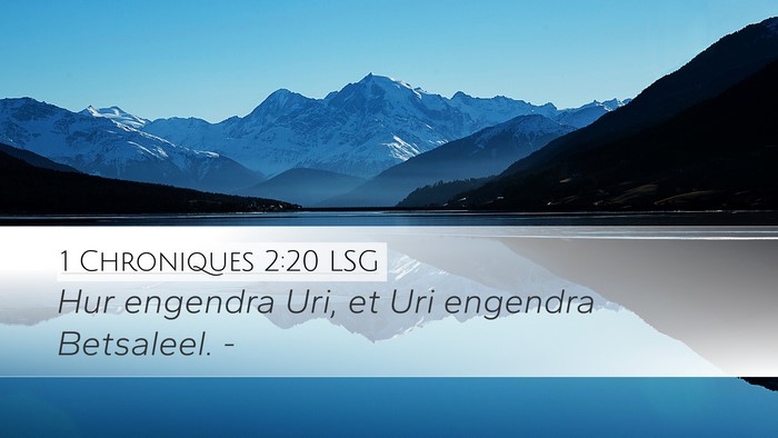 1 Chroniques 2:20 LSG Desktop Wallpaper - Hur engendra Uri, et Uri engendra Betsaleel. - Desktop Bible Verse Wallpaper