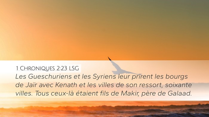 1 Chroniques 2:23 LSG Bible Verse Image