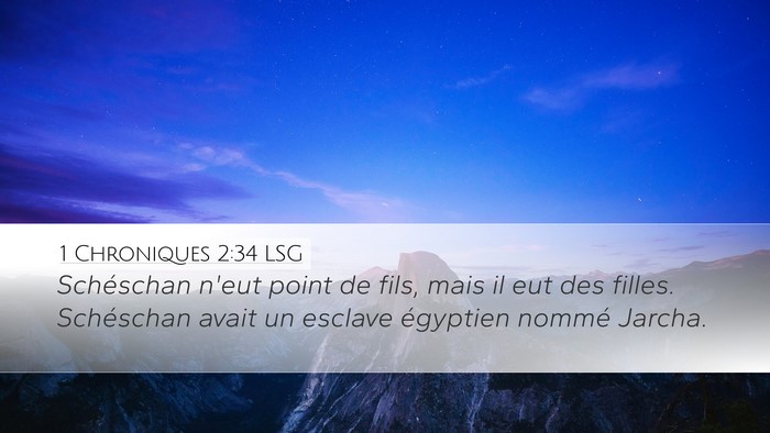 1 Chroniques 2:34 LSG Desktop Wallpaper - Schéschan n'eut point de fils, mais il eut des - Desktop Bible Verse Wallpaper
