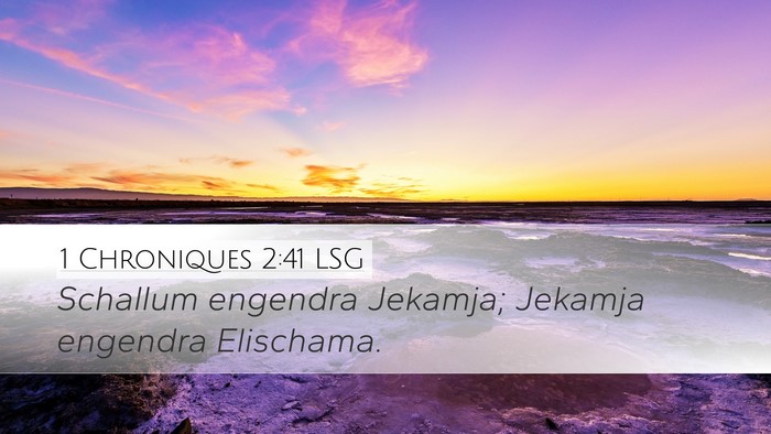 1 Chroniques 2:41 LSG Desktop Wallpaper - Schallum engendra Jekamja; Jekamja engendra - Desktop Bible Verse Wallpaper