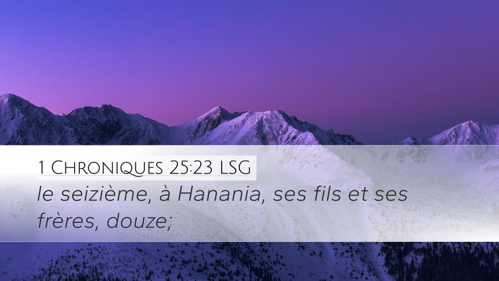 1 Chroniques 25:23 LSG Desktop Wallpaper - le seizième, à Hanania, ses fils et ses - Desktop Bible Verse Wallpaper