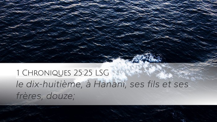 1 Chroniques 25:25 LSG Desktop Wallpaper - le dix-huitième, à Hanani, ses fils et ses - Desktop Bible Verse Wallpaper