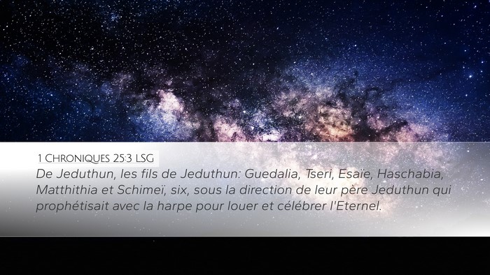 1 Chroniques 25:3 LSG Bible Verse Image