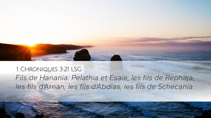 1 Chroniques 3:21 LSG Desktop Wallpaper - Fils de Hanania: Pelathia et Esaïe; les fils de - Desktop Bible Verse Wallpaper
