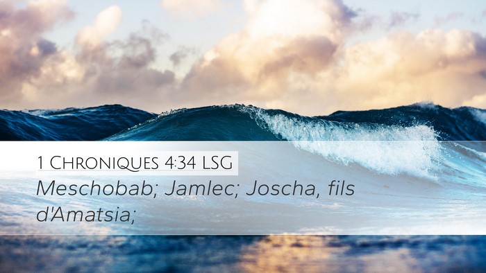 1 Chroniques 4:34 LSG Bible Verse Image