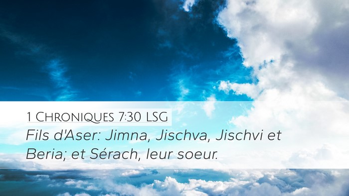 1 Chroniques 7:30 LSG Desktop Wallpaper - Fils d'Aser: Jimna, Jischva, Jischvi et Beria; et - Desktop Bible Verse Wallpaper