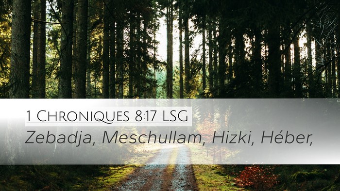 1 Chroniques 8:17 LSG Desktop Wallpaper - Zebadja, Meschullam, Hizki, - Desktop Bible Verse Wallpaper