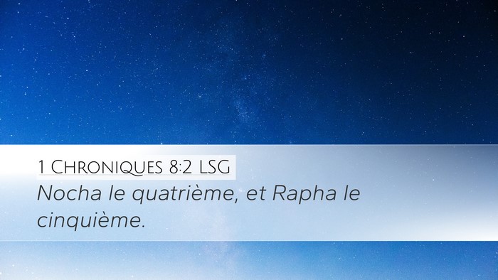 1 Chroniques 8:2 LSG Desktop Wallpaper - Nocha le quatrième, et Rapha le - Desktop Bible Verse Wallpaper
