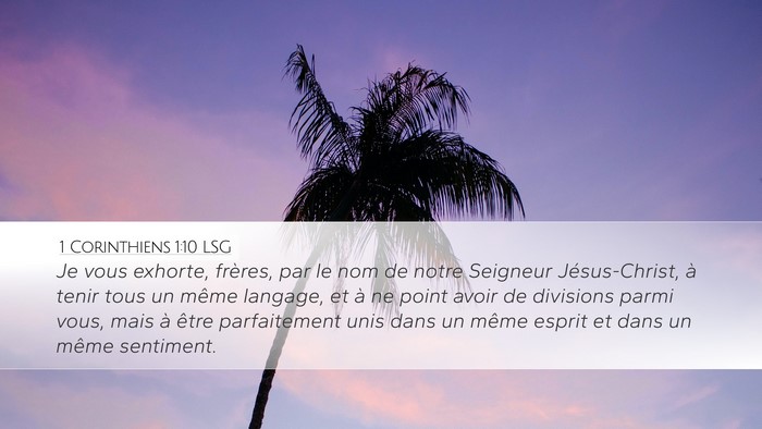 1 Corinthiens 1:10 LSG Bible Verse Image