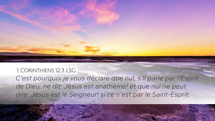 1 Corinthiens 12:3 LSG Bible Verse Image