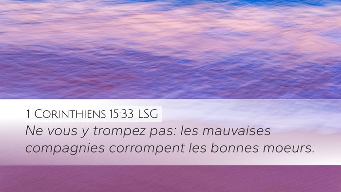 1 Corinthiens 15:33 LSG Bible Verse Image