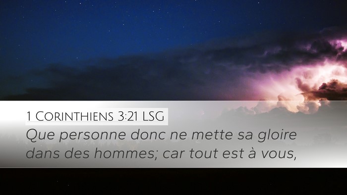 1 Corinthiens 3:21 LSG Bible Verse Image