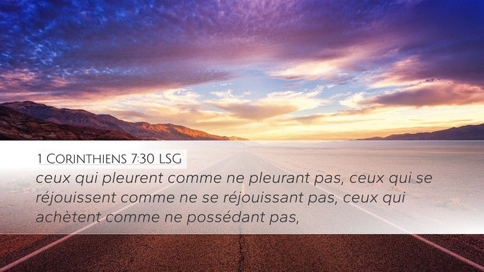 1 Corinthiens 7:30 LSG Bible Verse Image