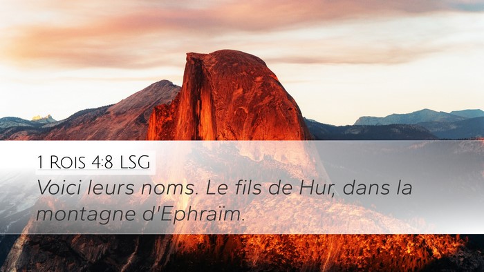 1 Rois 4:8 LSG Desktop Wallpaper - Voici leurs noms. Le fils de Hur, dans la - Desktop Bible Verse Wallpaper