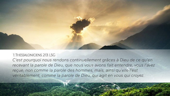 1 Thessaloniciens 2:13 LSG Bible Verse Image