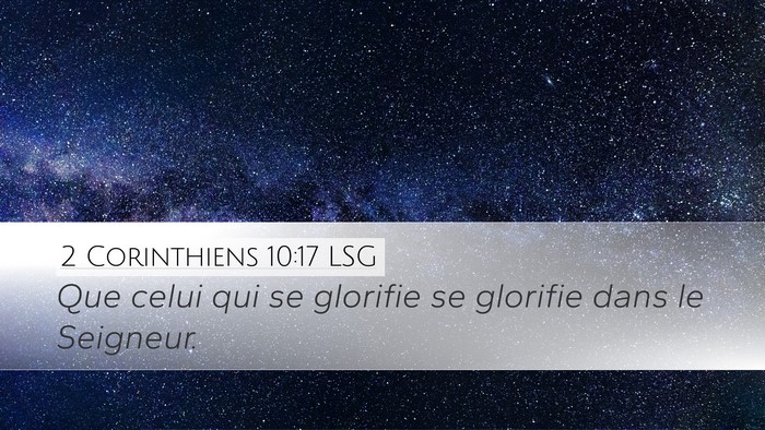 2 Corinthiens 10:17 LSG Bible Verse Image