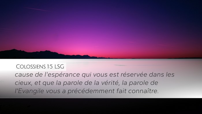 Colossiens 1:5 LSG Bible Verse Image