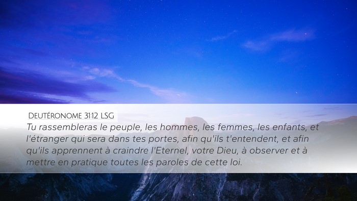 Deutéronome 31:12 LSG Bible Verse Image