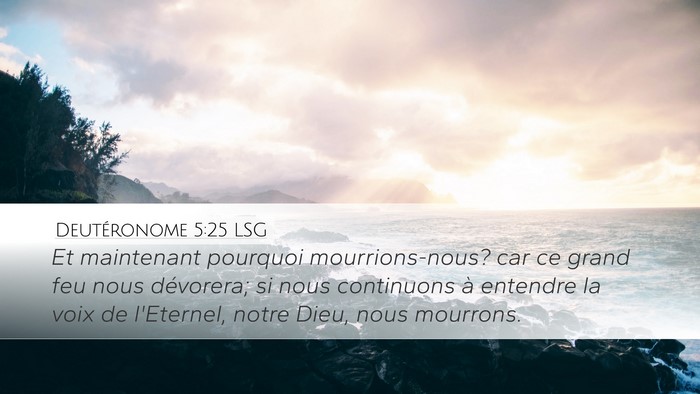 Deutéronome 5:25 LSG Desktop Wallpaper - Et maintenant pourquoi mourrions-nous? car ce - Desktop Bible Verse Wallpaper