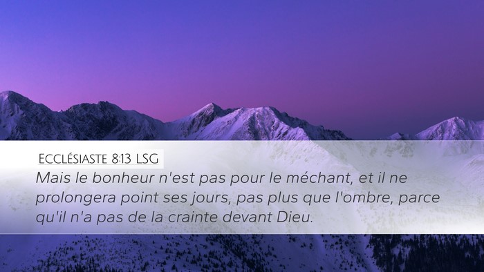 Ecclésiaste 8:13 LSG Bible Verse Image