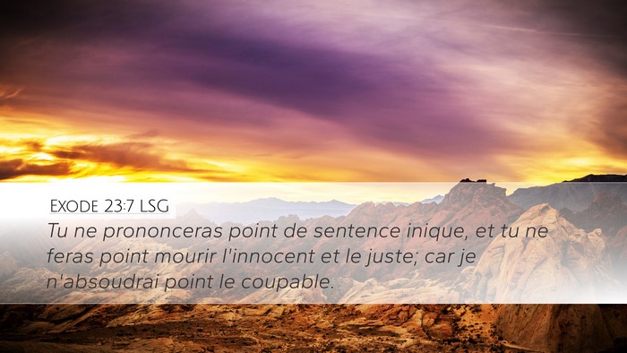 Exode 23:7 LSG Bible Verse Image