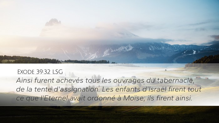 Exode 39:32 LSG Bible Verse Image