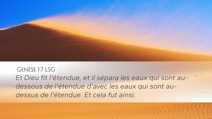 Genèse 1:7 LSG Bible Verse Image