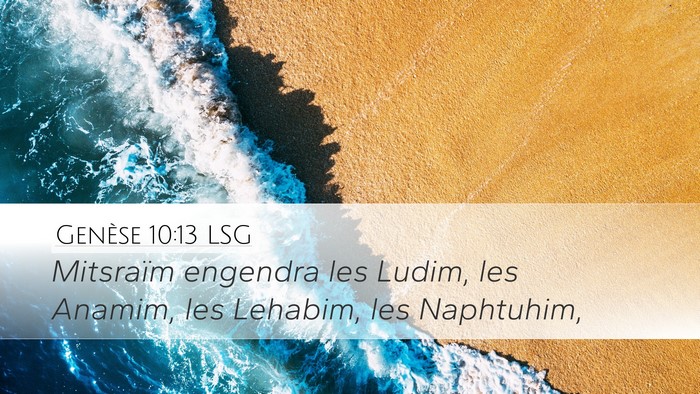 Genèse 10:13 LSG Bible Verse Image