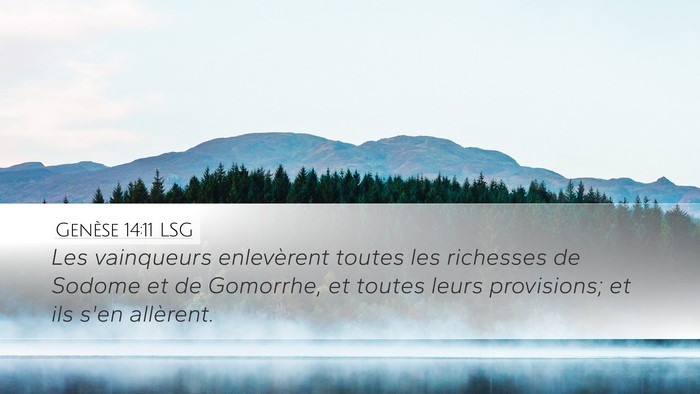 Genèse 14:11 LSG Desktop Wallpaper - Les vainqueurs enlevèrent toutes les richesses - Desktop Bible Verse Wallpaper