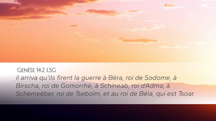Genèse 14:2 LSG Bible Verse Image