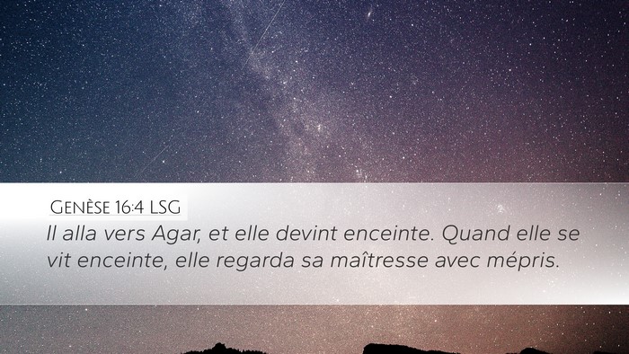Genèse 16:4 LSG Bible Verse Image
