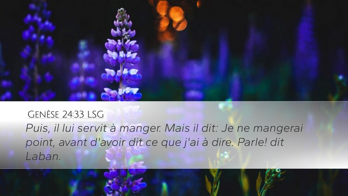 Genèse 24:33 LSG Bible Verse Image