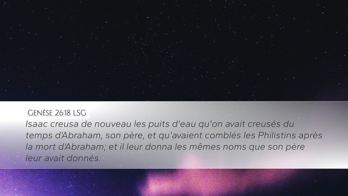 Genèse 26:18 LSG Bible Verse Image