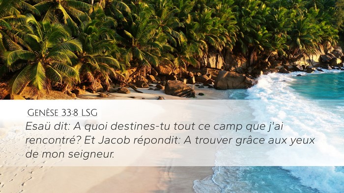 Genèse 33:8 LSG Bible Verse Image
