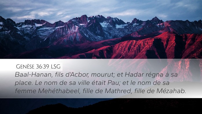 Genèse 36:39 LSG Bible Verse Image