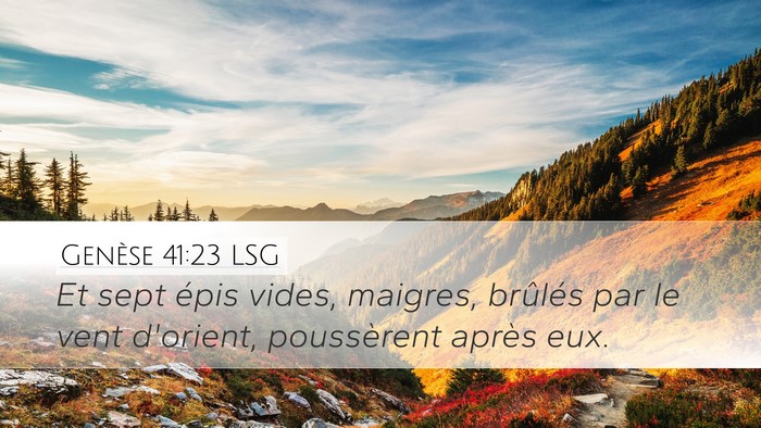 Genèse 41:23 LSG Desktop Wallpaper - Et sept épis vides, maigres, brûlés par le - Desktop Bible Verse Wallpaper