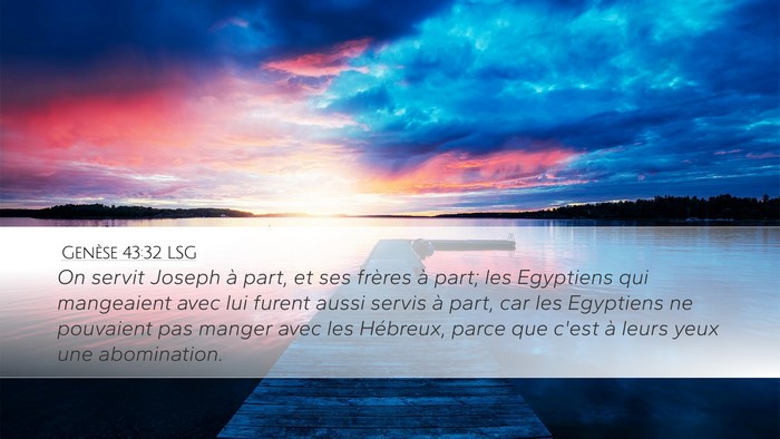 Genèse 43:32 LSG Bible Verse Image