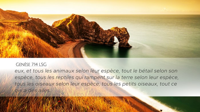 Genèse 7:14 LSG Desktop Wallpaper - eux, et tous les animaux selon leur espèce, tout - Desktop Bible Verse Wallpaper