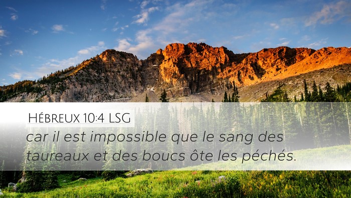 Hébreux 10:4 LSG Bible Verse Image