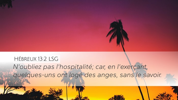Hébreux 13:2 LSG Bible Verse Image