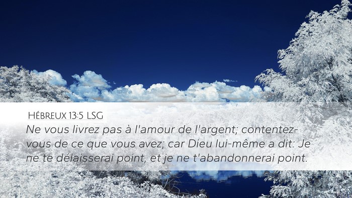 Hébreux 13:5 LSG Bible Verse Image