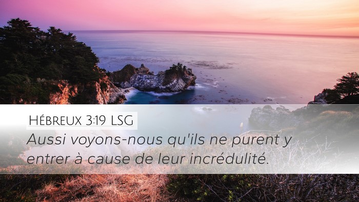 Hébreux 3:19 LSG Bible Verse Image