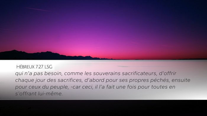 Hébreux 7:27 LSG Bible Verse Image