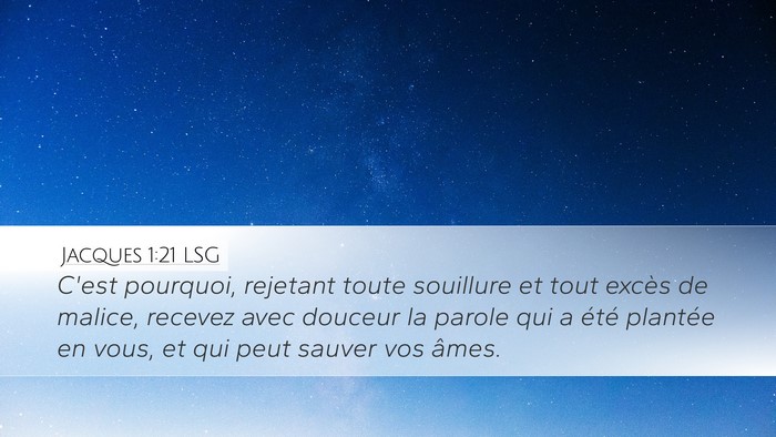 Jacques 1:21 LSG Bible Verse Image