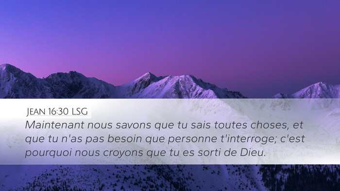 Jean 16:30 LSG Bible Verse Image