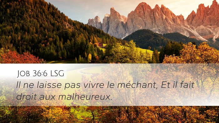 Job 36:6 LSG Desktop Wallpaper - Il ne laisse pas vivre le méchant, Et il fait - Desktop Bible Verse Wallpaper